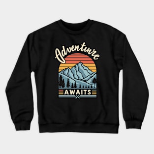 Adventure Awaits - Mountain Sunset Crewneck Sweatshirt
